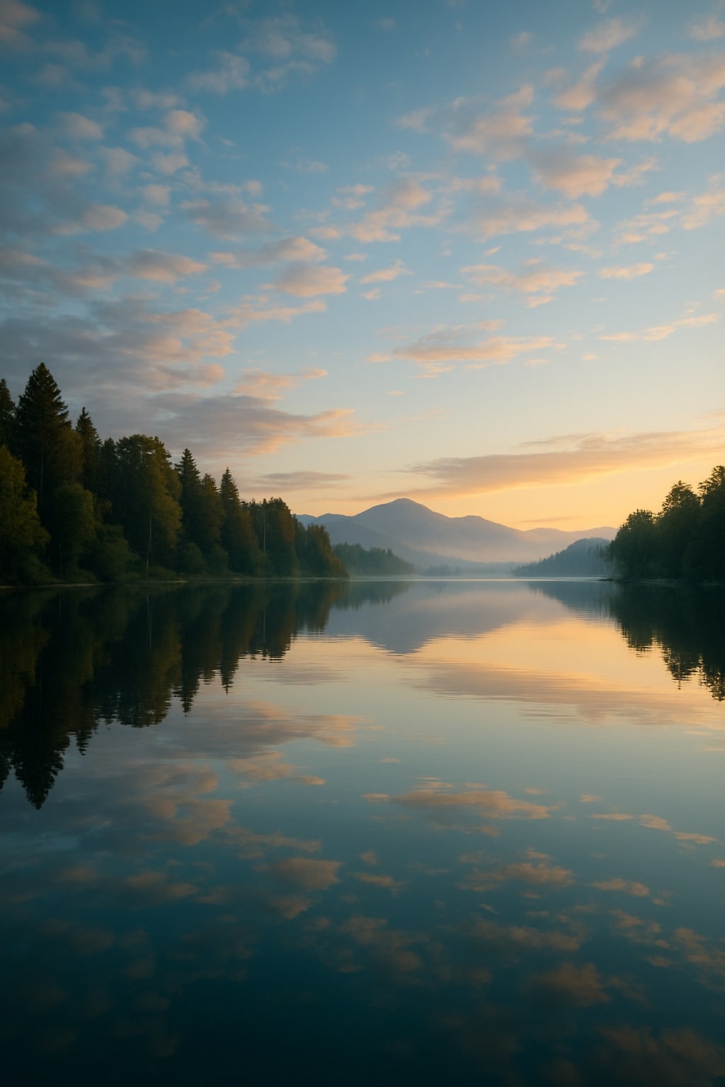 Clear lake reflecting the sky